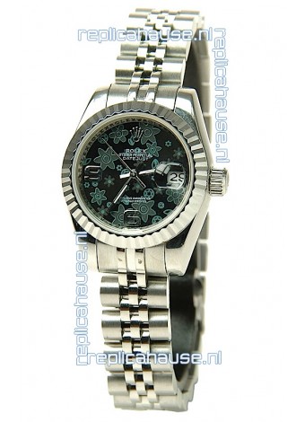 Rolex Datejust Floral Motif Ladies Swiss Replica Watch
