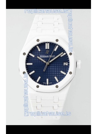 Audemars Piguet Royal Oak 15500 White Ceramic Super Clone Blue Dial Watch 
