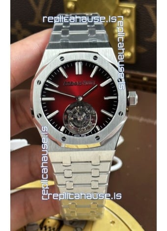 Audemars Piguet Super Clone Royal Oak Flying Tourbillon 41mm Burgundy Dial Watch 