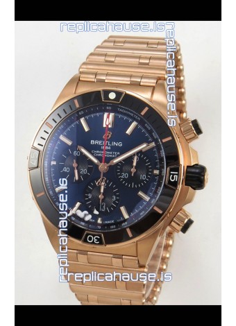 Breitling Chronomat Super Clone B01 42 Edition Swiss Rose Gold Casing Blue Dial 