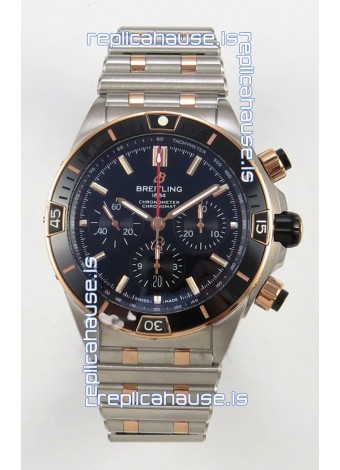 Breitling Chronomat Super Clone B01 42 Edition Swiss Two Tone Black Dial Watch 
