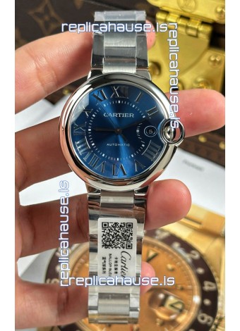 Ballon De Cartier Blue Dial 1:1 Mirror Swiss Replica Watch in 904L Steel Casing - 42MM