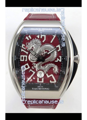 Franck Muller Vanguard Super Clone Yachting Dragon V45 Red Dial Stainless Steel Case Watch 