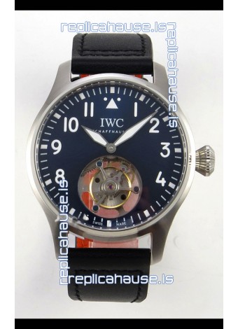 IWC Super Clone Portugese Hand-Wound Genuine Tourbillon Blue Dial Steel Casing Watch