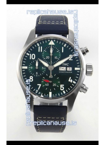 IWC Super Clone Pilot Chronograph Edition Green Dial Leather Swiss Replica Watch 