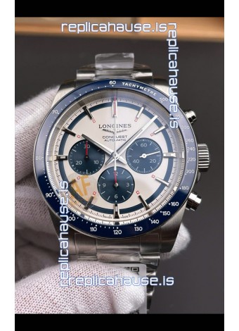 Longines Conquest Chronograph White Dial Automatic Watch in Steel Casing
