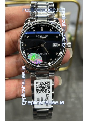 Longines Master Collection Automatic Moonphase Black Dial Swiss Replica Watch Steel Strap