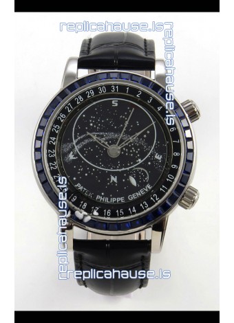 Patek Philippe Grand Complications 6102 Black Dial Blue Diamonds Swiss Replica Watch 