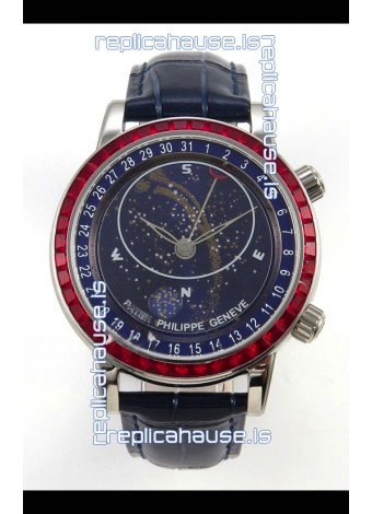Patek Philippe Grand Complications 6102 Blue Dial Red Diamonds Swiss Replica Watch 