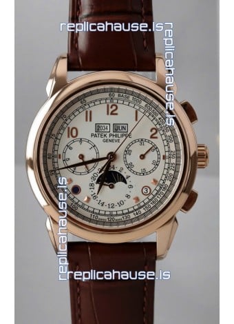 Patek Philippe Grand Complications 5270 Swiss Replica Watch in Rose Gold Casing White Dial