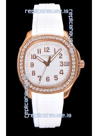 Patek Philippe Super Clone Aquanaut Rose Gold White Dial 38.5MM Watch 