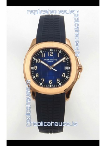 Patek Philippe Super Clone Aquanaut 5167 SC330 Movement 904L Rose Gold Blue Dial Watch 