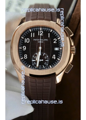 Patek Philippe Aquanaut Super Clone 5968 Chronograph Rose Gold Casing Brown Dial Watch 