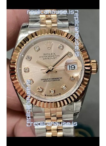 Rolex Datejust Super Clone Green Dial 2 Tone Rose Gold - Gold Dial Watch 28MM