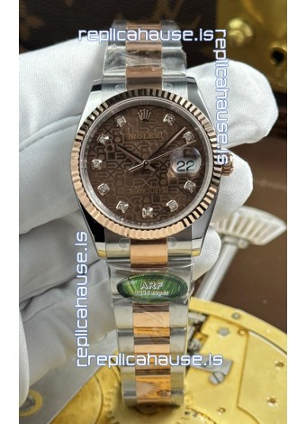 Rolex Datejust Super Clone Cal.3235 Brown Computer Dial 2 Tone Rose Gold Casing Watch 36MM