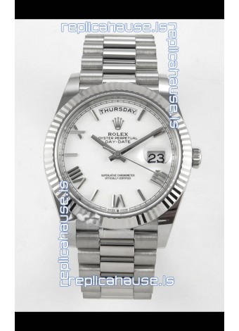 Rolex Day Date Super Clone White Dial 40MM 220 Grams Swiss Replica watch 