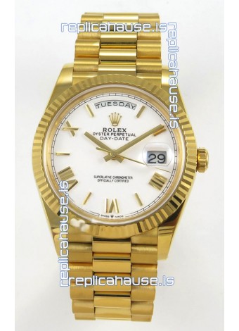 Rolex Day Date Super Clone White Dial 40MM 220 Grams Swiss Replica watch 