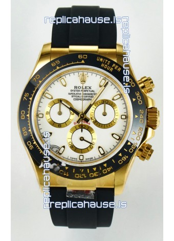 Rolex Daytona Super Clone 116518 Yellow Gold White Dial Original Cal.4130 Movement