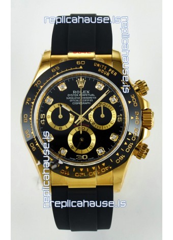 Rolex Daytona Super Clone 116518 Yellow Gold Black Dial Original Cal.4130 Movement