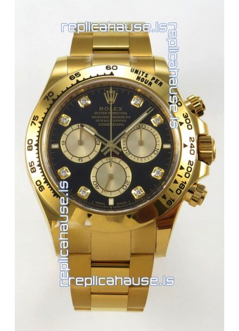 Rolex Daytona Super Clone 116508 Yellow Gold - Black Dial Original Cal.4131 Movement