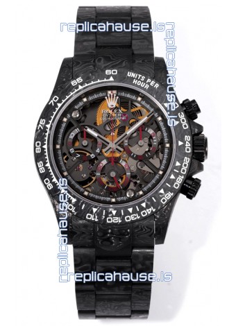 Rolex Daytona Blaken Black Carbon 1:1 Swiss Mirror Replica Skeleton Dial Cal.4130 Movement