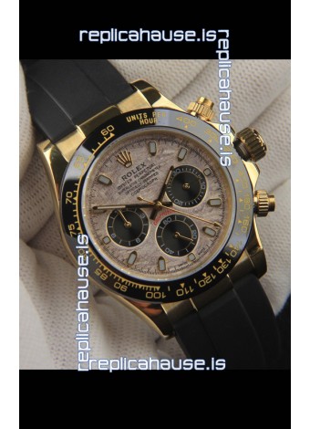 Rolex Daytona Japanese Movement Gold Casing Replica Watch in Meteorite Pattern Dial 