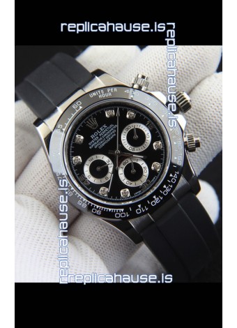 Rolex Daytona Japanese Movement Steel Casing Replica Watch in Black Dial