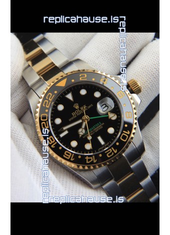 Rolex GMT Masters II Japanese Movement Replica Watch in Two Tone Black Dial
