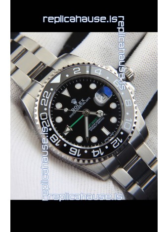 Rolex GMT Masters II Japanese Movement Replica Watch Steel Case Black Dial