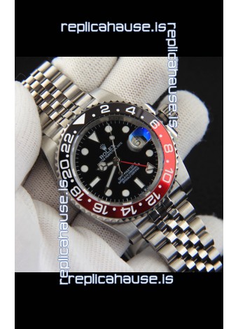Rolex GMT Masters II Japanese Movement Replica Watch Steel Case Black Dial
