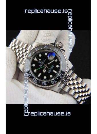 Rolex GMT Masters II Japanese Movement Replica Watch Steel Case Black Dial