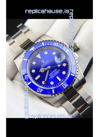 Rolex Submariner Japanese Replica Watch 904L Steel - Ceramic Bezel in Blue