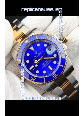 Rolex Submariner Japanese Replica Watch in 2 Tone Yellow Gold Casing Blue Dial 