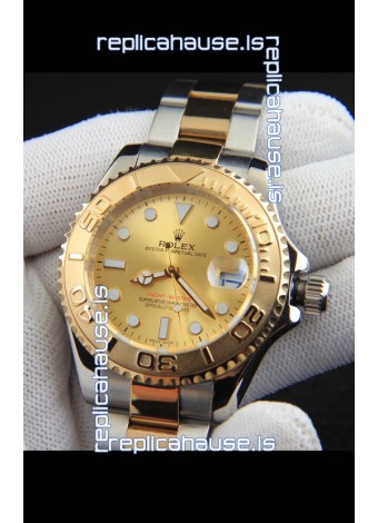 Rolex Yachtmaster Japanese Movement Watch in Two Tone Gold Casing - Gold dial 37MM