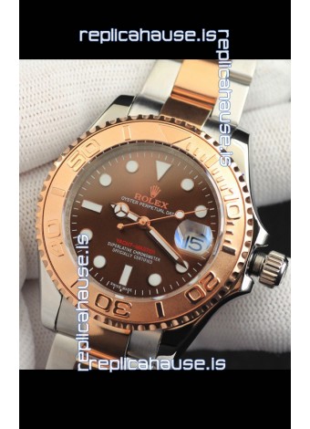 Rolex Yachtmaster Japanese Movement Watch in Two Tone Gold Casing - Light Brown dial 37MM