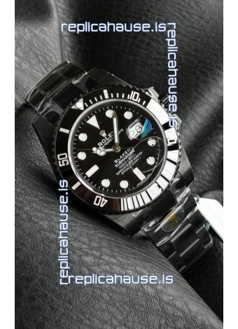 Rolex Submariner Blaken DLC Coated Swiss Replica Watch in Black Dial 