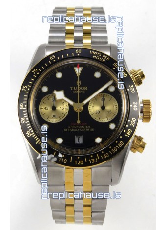 Tudor Super Clone Black Bay Chronograph Two Tone Watch in Black Dial