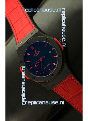 Hublot Big Bang Classic Fusion Ceramic Case Watch in Red Strap