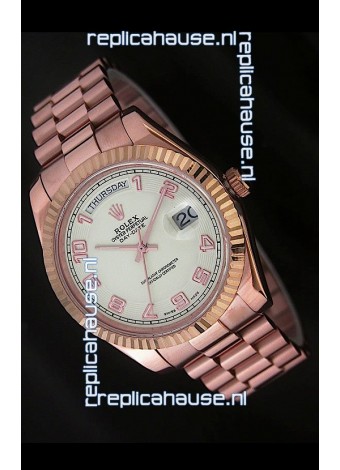 Rolex Day Date Swiss Replica Steel Watch in Arabic Markers