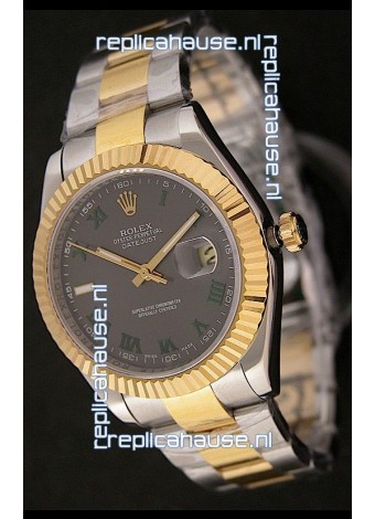 Rolex Day Date Just swiss Replica Two Tone Gold Watch in Grey Dial