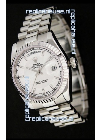 Rolex Day Date Just swiss Replica Silver White Watch 
