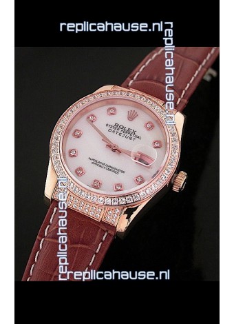 Rolex DateJust Swiss Mens Replica Watch in Mop White Dial