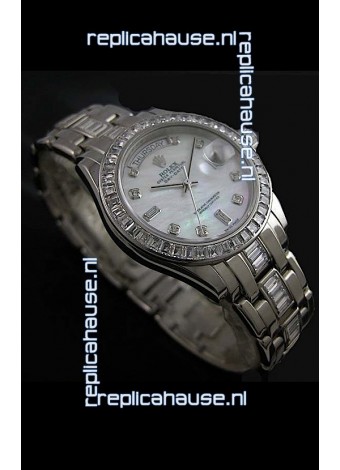 Rolex Oyster Perpetual Day Date Swiss Replica Watch in White Mother of Pearl Dial 