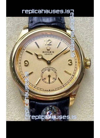 Rolex 1908 Perpetual in Yellow Gold Casing Gold Dial Swiss Replica Watch 