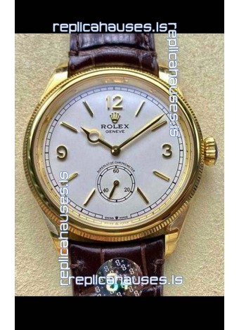 Rolex 1908 Perpetual in Yellow Gold Casing White Dial Swiss Replica Watch 