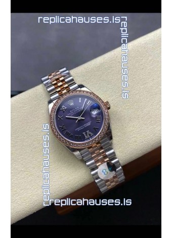 Rolex Super Clone Datejust 31MM Purple Dial Rose Gold Super Clone Watch 