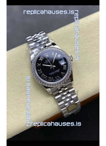 Rolex Super Clone Datejust 31MM Black Roman Dial Jubilee Super Clone Watch