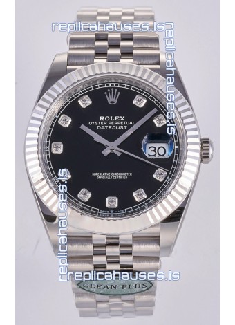 Datejust Super Clone 126334 Black Diamonds Dial 41MM FREE SPRUNG MVMNT 3235 Watch 