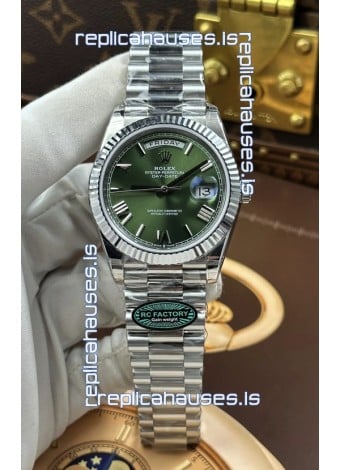 Rolex Day Date 228236 Stainless Steel Green Roman Dial Super Clone Watch 