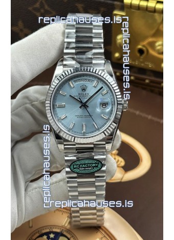 Rolex Day Date 228236 Stainless Steel ICE Blue Crystal Dial Super Clone Watch 